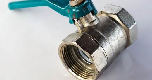 Close-up of a backflow preventer valve